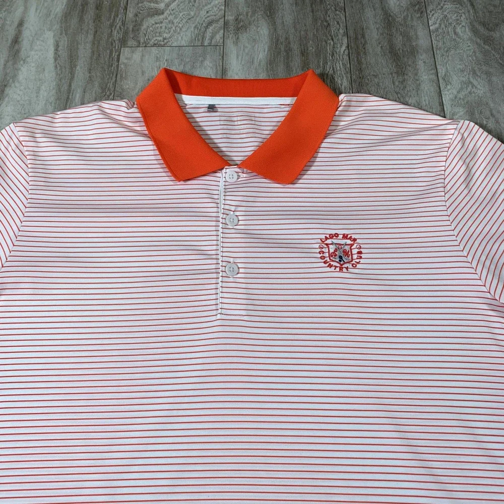 Adidas Golf Polo Shirt Mens Extra Large XL Orange Stripes Lightweight Rugby